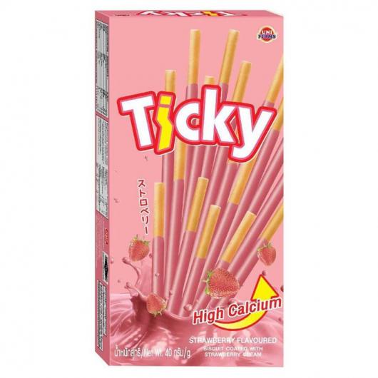 Соломка Ticky покрытая клубничным кремом, 40 г