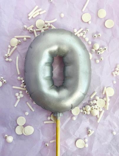 Фигурка из шоколадной глазури "Цифра-Шарик 0" серебро