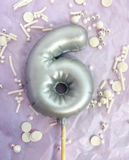 Фигурка из шоколадной глазури "Цифра-Шарик 6" серебро