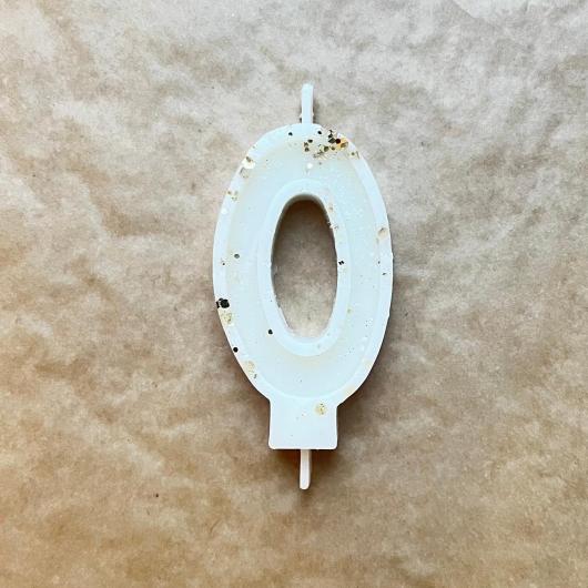 Свеча для торта "Гламур", "Цифра 0" жемчуг с золотом