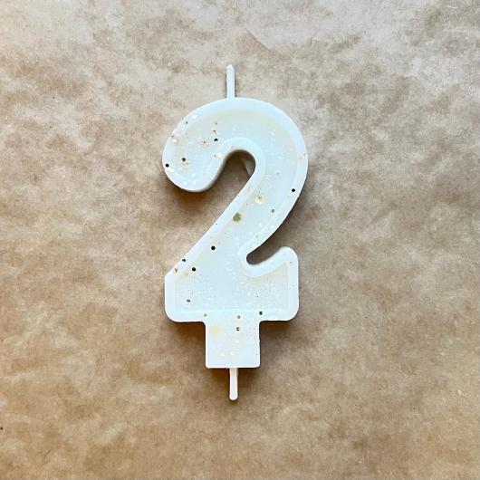 Свеча для торта "Гламур", "Цифра 2" жемчуг с золотом