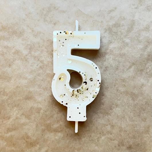 Свеча для торта "Гламур", "Цифра 5" жемчуг с золотом