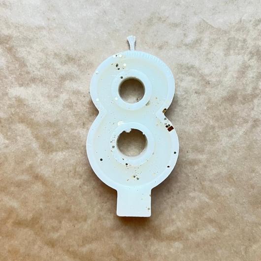 Свеча для торта "Гламур", "Цифра 8" жемчуг с золотом